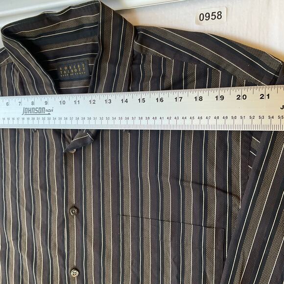 Robert Talbott Men’s Long Sleeve Dress Button Down Shirt Size 2XL, Gray Stripes - Picture 2 of 9